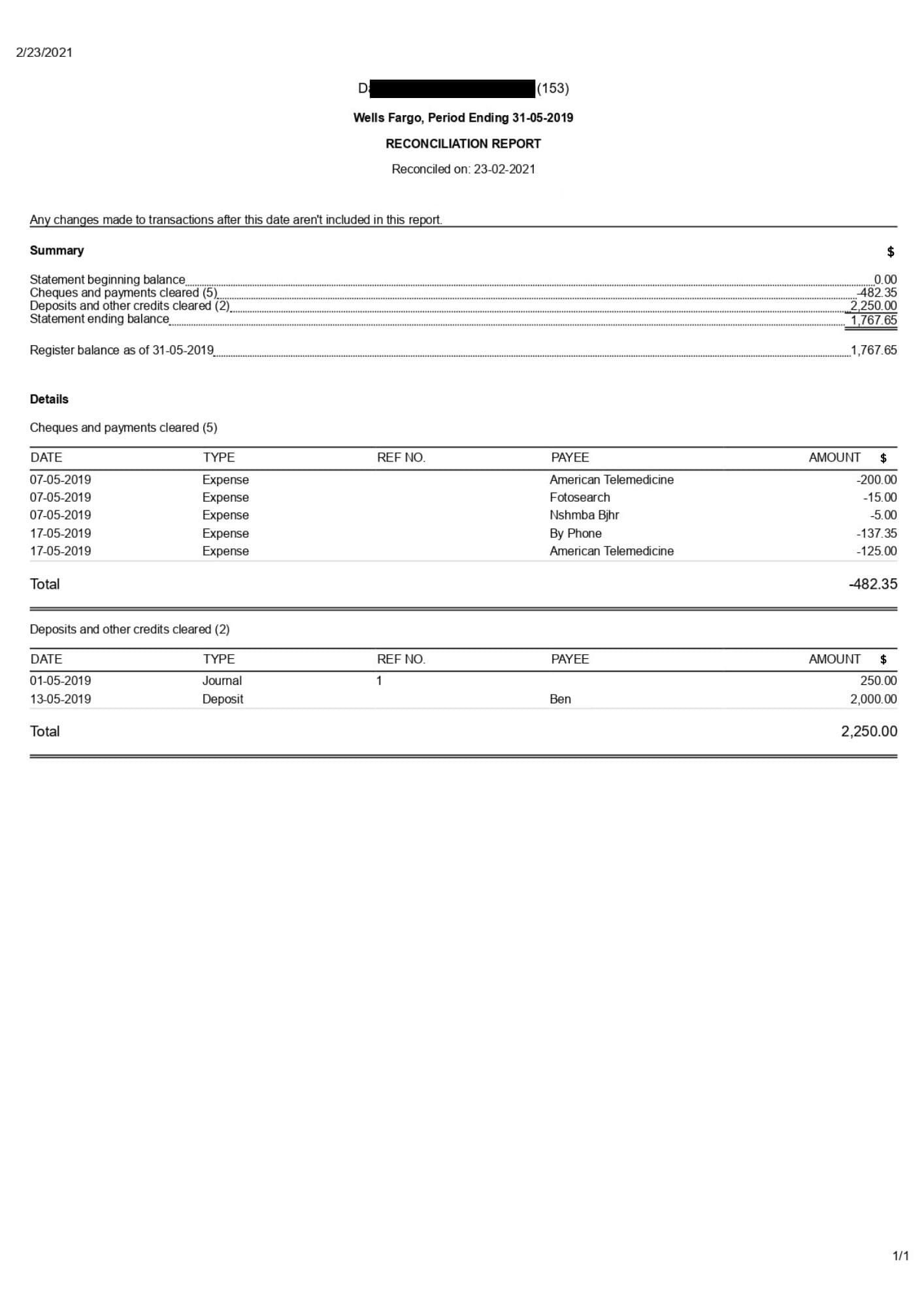 Multi-Account Bank Reconciliation